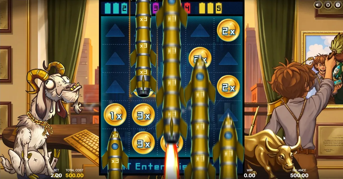 Walking Rockets stacked on the reels during the Jack and the Beanstalk 2 bonus round